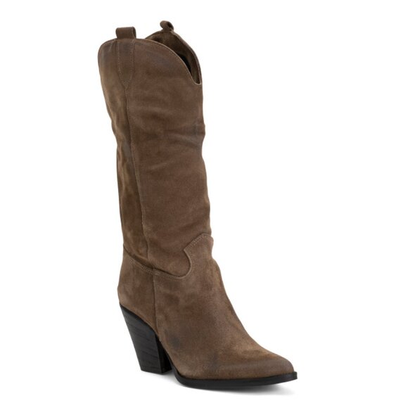 OROSCURO Taupe Made In Italy Suede Western Boots - Picture 1 of 2